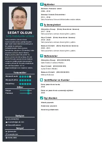 Satış Pazarlama CV Örnekleri cv indir